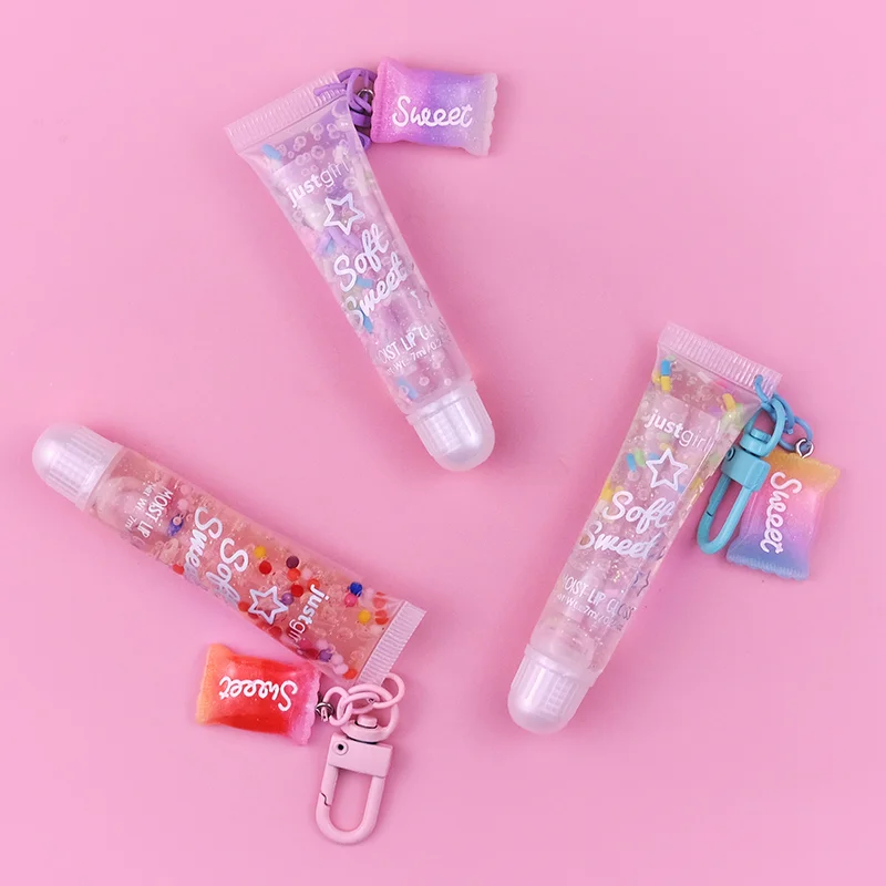 Professional Children Makeup Manufacturer Key Chain Fruity Cute Lip Gloss Vendor child mini suitcase for lipgloss