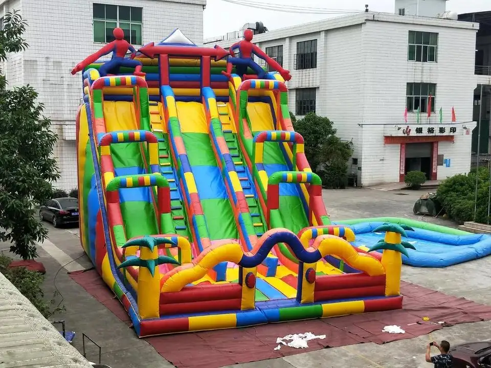 Commercial 3 lane Inflatable Dry Slide Bouncer Combo Inflatable Rainbow Jungle Slide for party rent