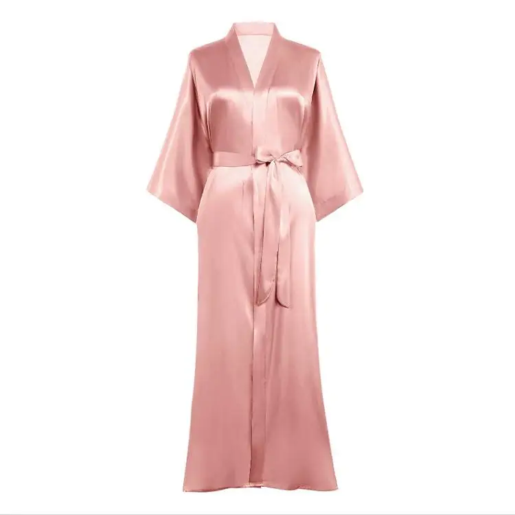 Women Long Sleeves Bridal Robe Customized Solid Satin Oversize Robe Avec Gants Longs Moulante