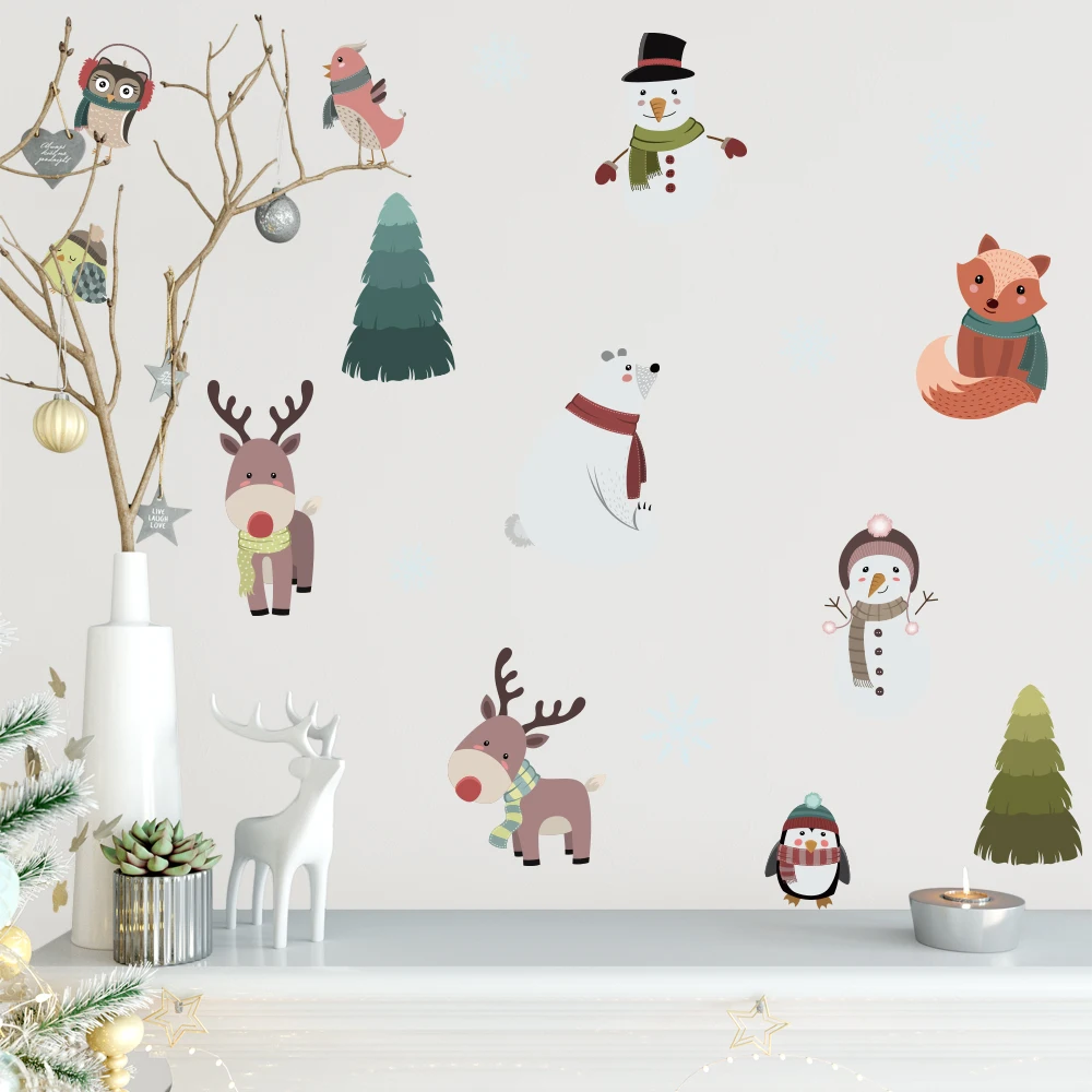 Funlife  PA130 Reindeer Stickers Eco-friendly PVC water proof decals Christmas Party Favors Supplies