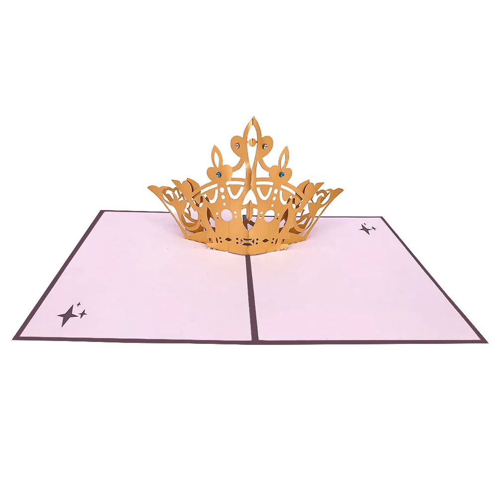 Winpsheng customized luxury crown design quinceanera birthday 3d pop up cards for 15th years