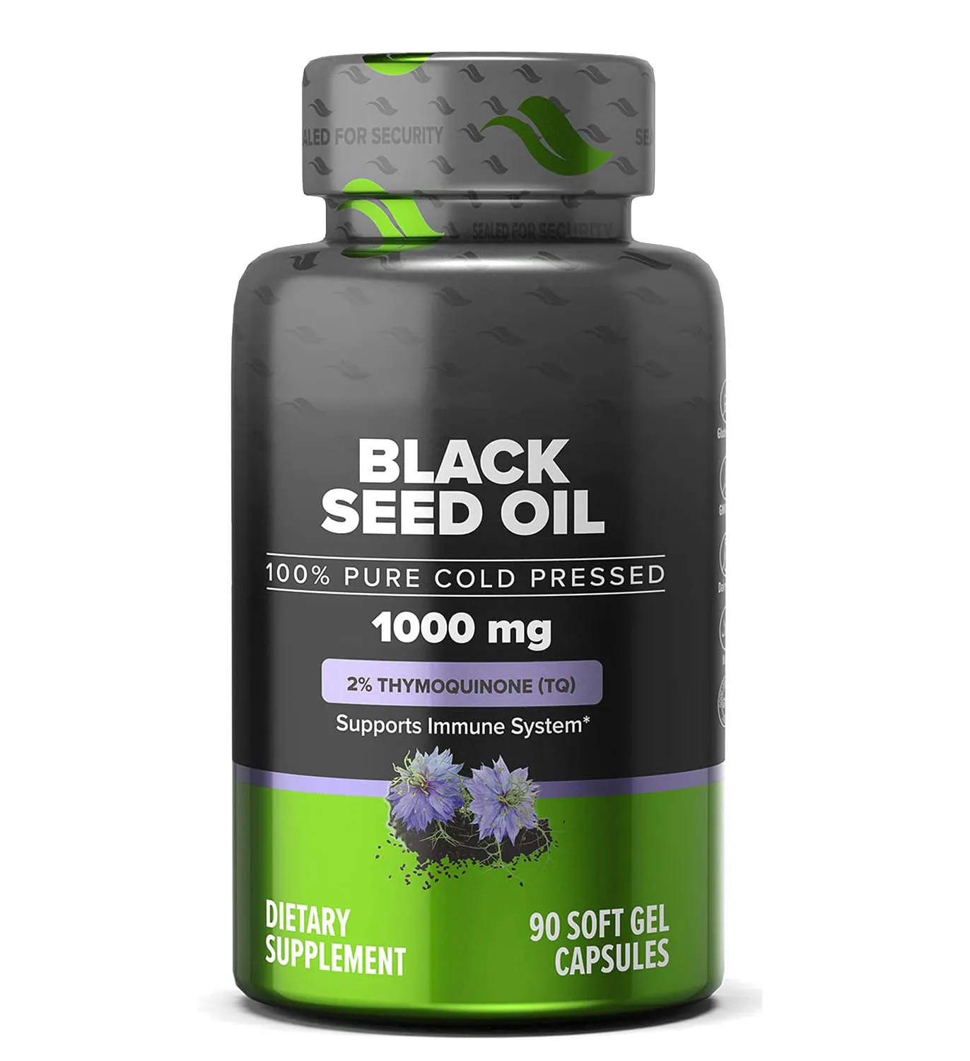 Premium Black Seed Oil Softgel Capsules Vitamin E Non-Gmo Formula Vegan Supplement
