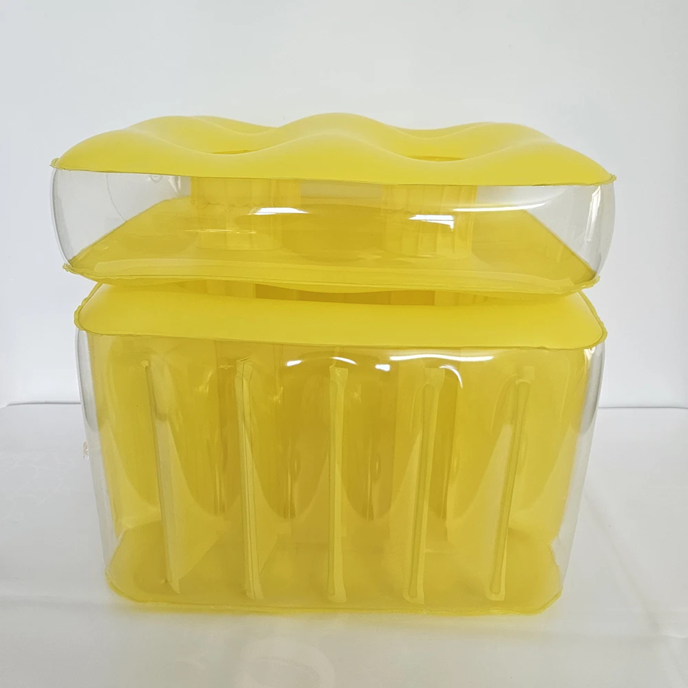 Yellow color square inflatable ice bucket