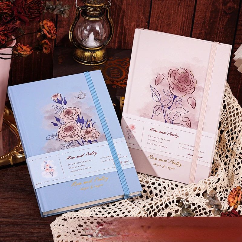 Rose Manor and Butterfly notebook Creative Colorful Inner  Student Hardfaced Binding  Diary Book Hardfaced Car Line Book A5