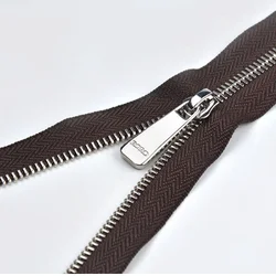 #10 European Teeth Shine Nickel Long Chain Metal Baby Zippers Zipper Manufacture Helper Custom Logo High Quality With Black Tape