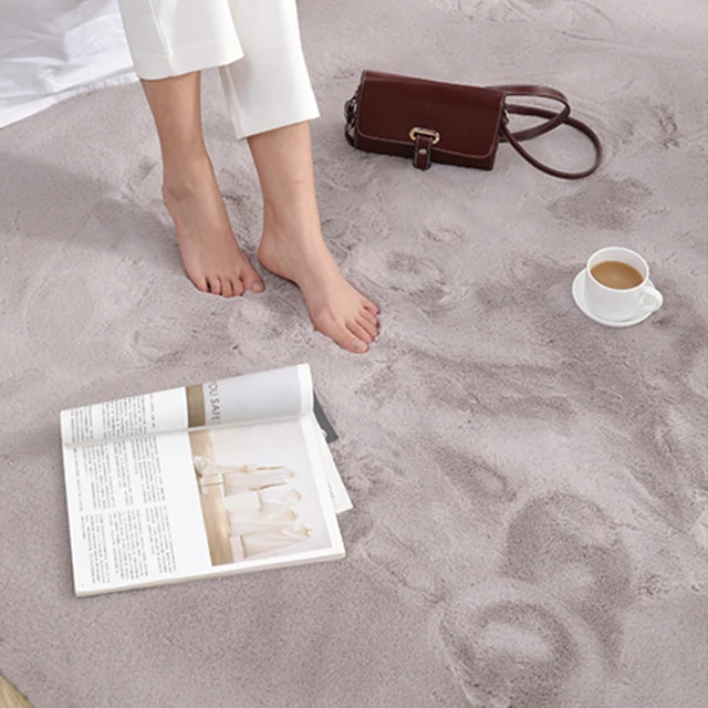 Washable Ultra Soft solid color Faux Fur Rug Shaggy Faux Rabbit Fur Carpet for Bedroom Dining Room Living Room