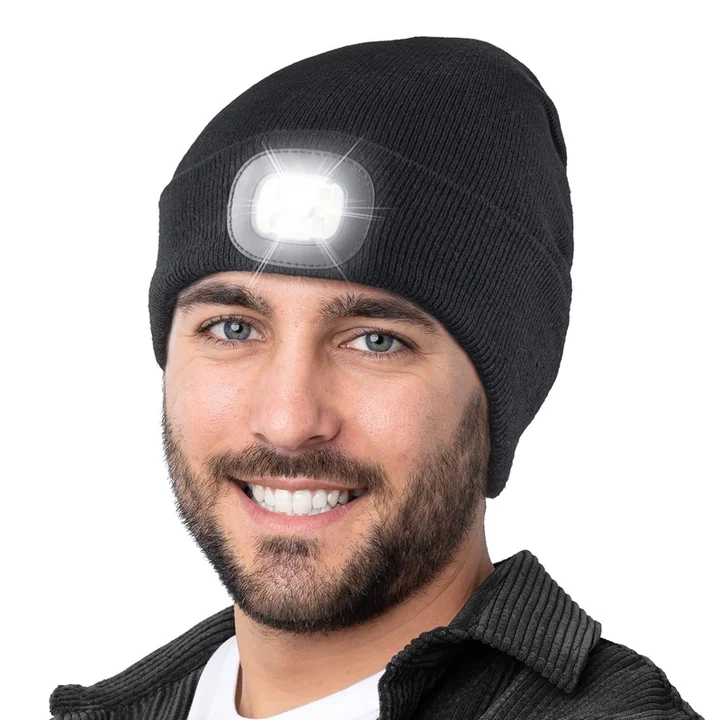 USB Rechargeable High power ultra bright Headlamp Hat Warm Knitted Unisex Headlight Hat Multifunction portable gift  headlight
