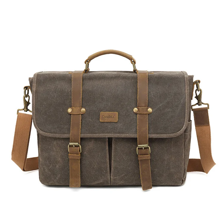 2021 Genuine Leather 15.6 Inch Mens Messenger Bag Briefcase Waterproof Vintage  Large Satchel Shoulder Computer Laptop Bag