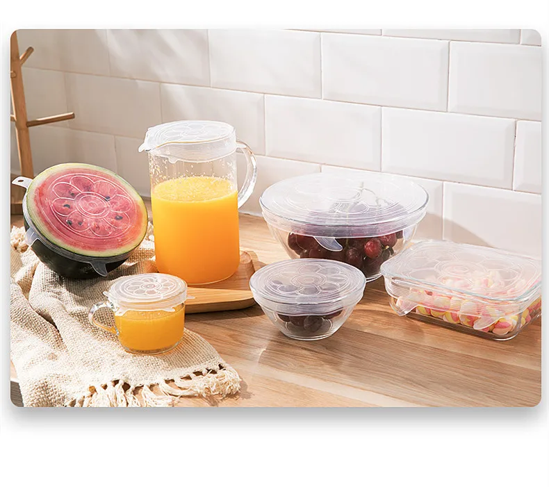 
New Flexible Silicone Refrigerator Food Packaging Sealing Film Stretch Lids Reusable Silicone Fresh-keeping Cover 