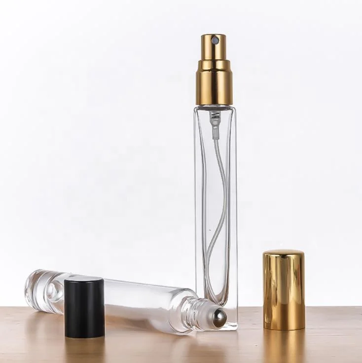 10ml Clear Round Square Glass Bottle For Perfume Essential Oils Cosmetic Empty Roll On Bottles