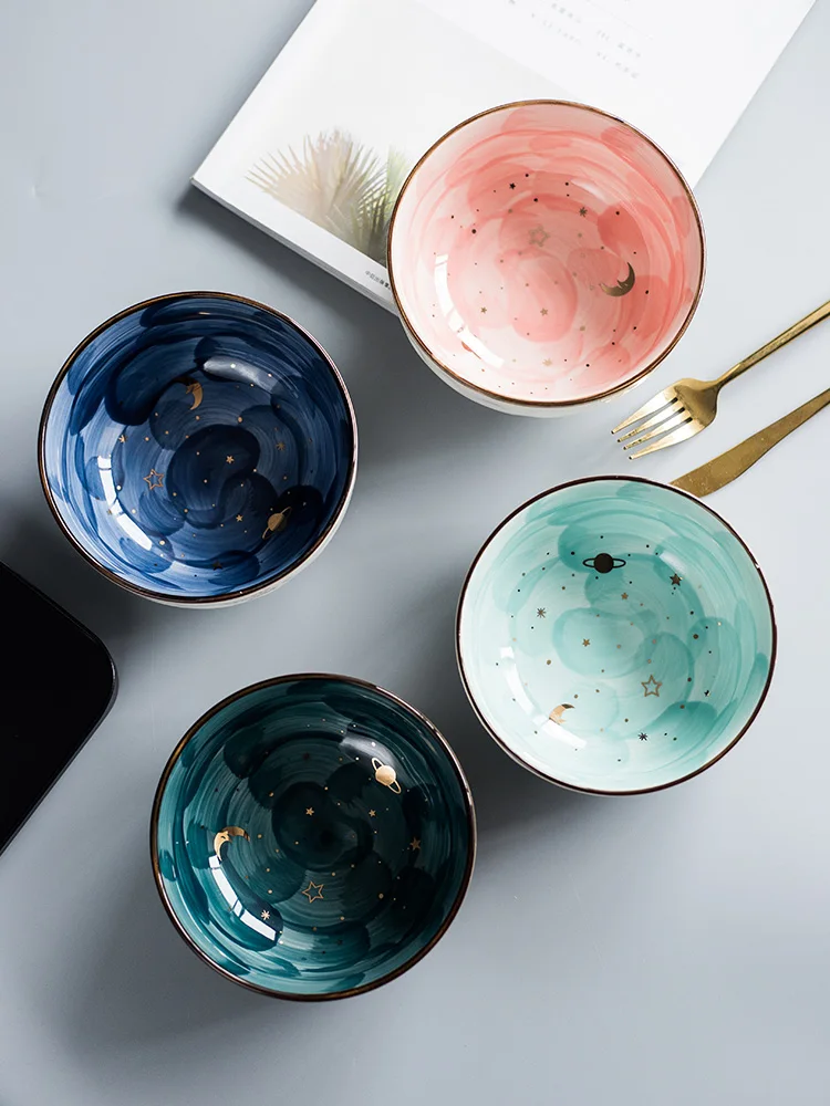 Star Series Ceramic Bowl Fruit Salad Tray Cute Noodle Bowl Dream Bank Department Theme Restaurant Serving Bowl