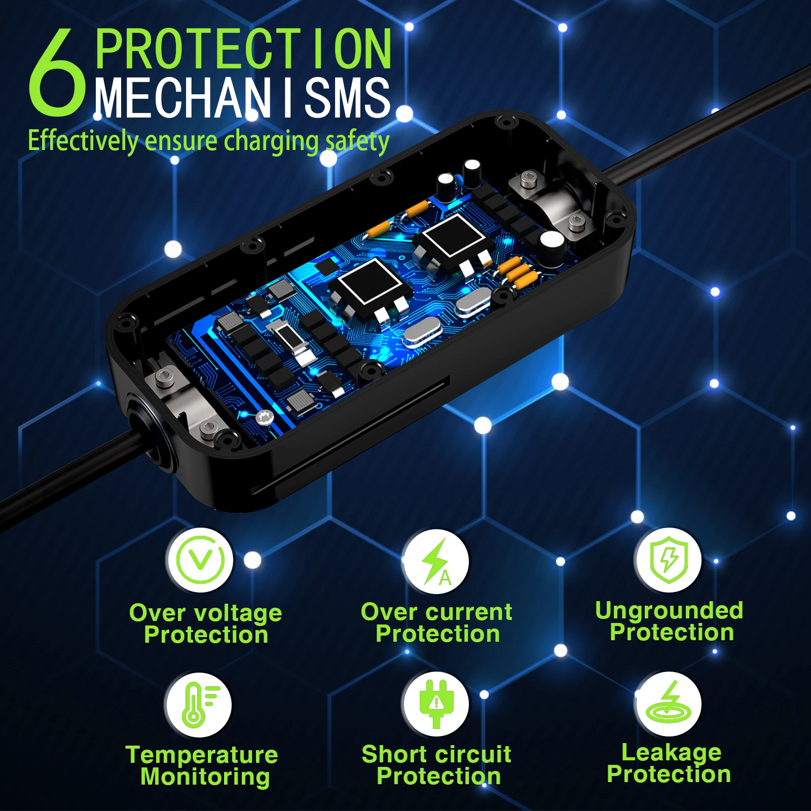 EV charger   16A  32A 40A  adjustable type 2 1 GBT  Portable EV Charger with LCD Screen for EVSE car 7KW