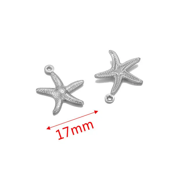Stainless Steel Starfish Shell  Pendant , for DIY Necklace Jewelry,  Oil Pressed Small Pendant