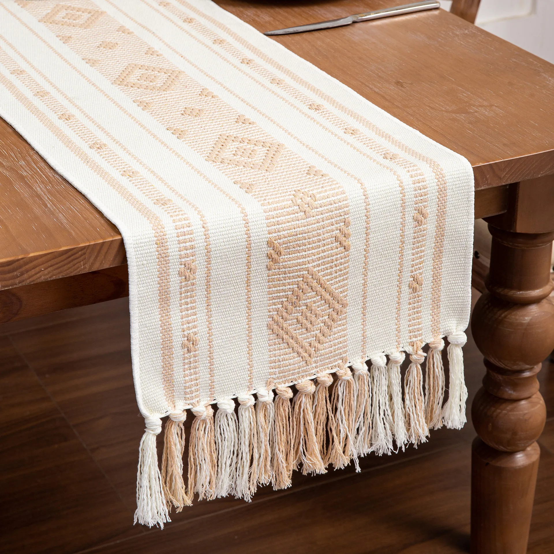 Черно-белые деревенские скатерти Boho из переработанного хлопка винтажная деревенская скатерть для пикника