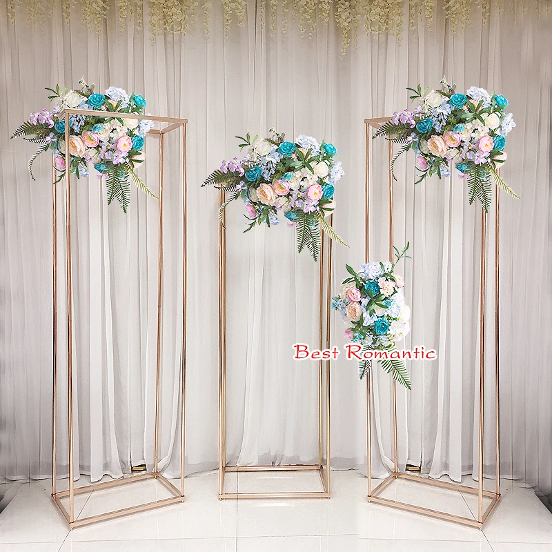 Square Screen Gilded Flower Stand Decor Wall Decorations Base Gold Wedding Arch Sets