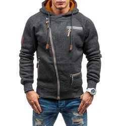 Gulidd Casual Solid Long Sleeve Mens Hoodies Sweatshirts Slim Zipper Hoody Sweatshirt Men Hooded Streetwear