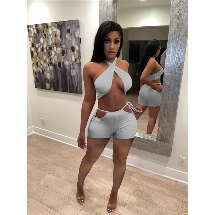 New Arrival MISSMOEN Halter Summer Sexy Ensembles de femmes Women Clothes 2021 Women 2 Piece Set Two Piece Set