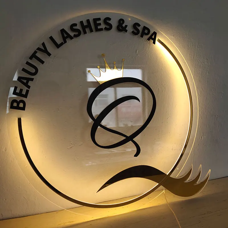 Beauty Lashes Spa Shop Business Wall Reception Sign 3D Mirror Gold Neon Light Logo Boards Decoration Salon Sign