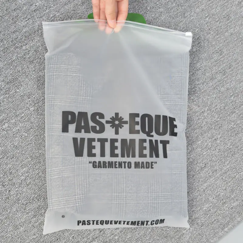 Wholesale Frosted Pe Slider Zipper Poly Bag Plastic T-shirt Zip Lock Custom Clothing Packaging Bag