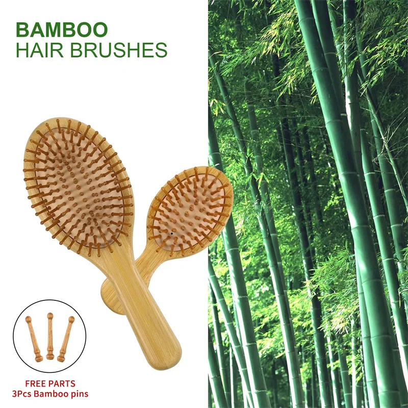 High quality goat hair brush bamboo wooden hair brush bamboo massage comb wood hair brush for women