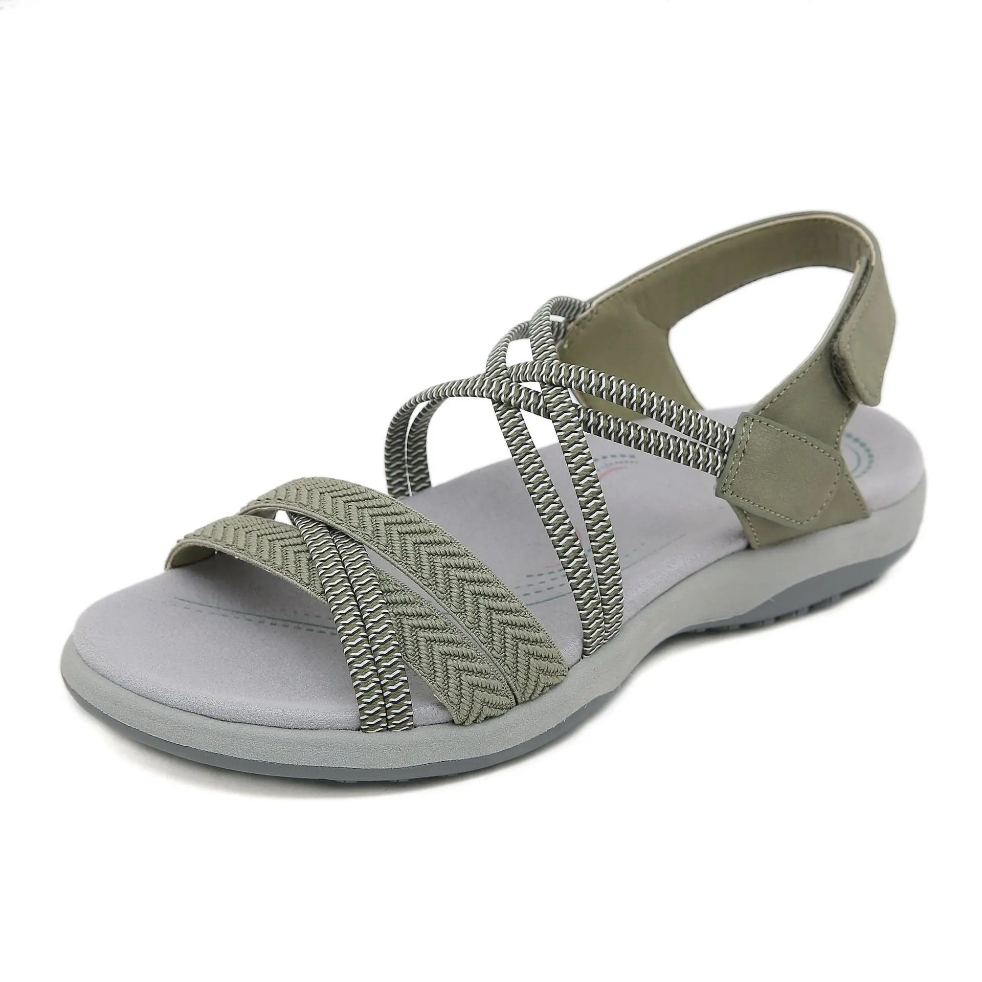 Wholesale Summer Flat Sandal Shoes New for Women Custom PU Printing Beach Sandals Anti-slip Casual Flat Shoes Women Sandals