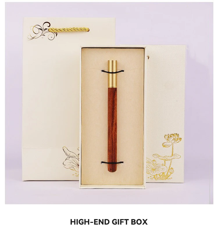 High-end mahogany Ebony Brass signature pen Creative Mahogany Custom neutral pen Gift box Metallic brass pen