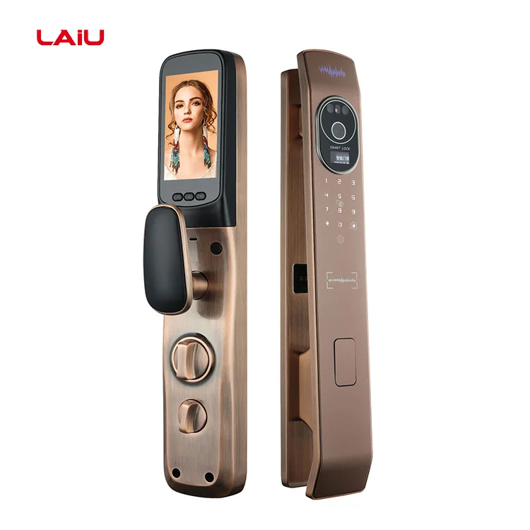LAIU Hot Selling Smart Door Lock With Facial Recognition Fingerprint and Password Unlock Remote Tuya Unlock