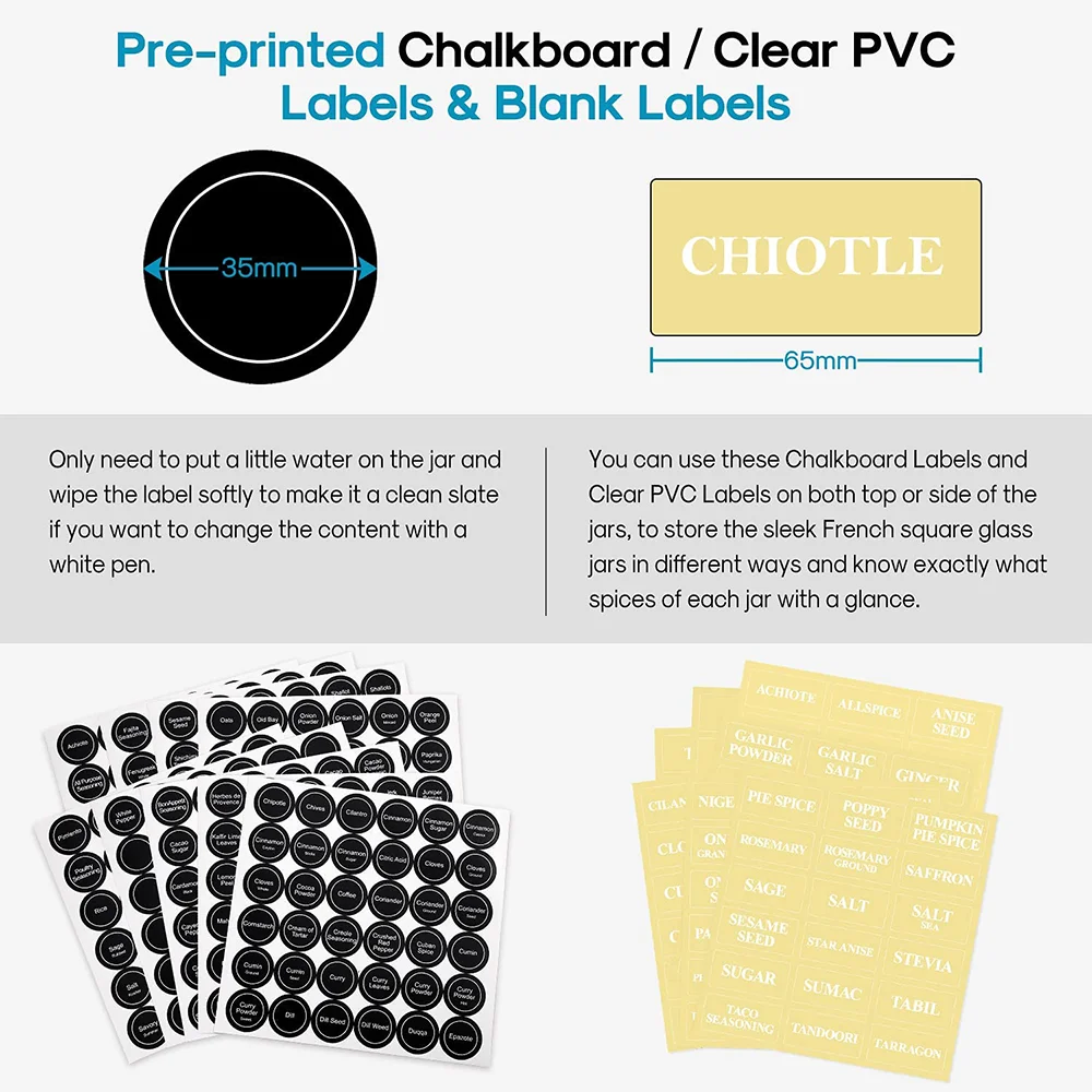 Wholesale Kitchen Square Small Glass Spice Jars 100ml Bottles Herb & Spice Tools Complete Set Custom Labels amazon top seller