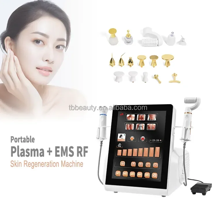 Newest 3 In 1 Plasma Ems Rf Acne Removal Ozone Plasma Eyelid Neck Face Lift Plasma RF Skin Tightening Rolling Machine