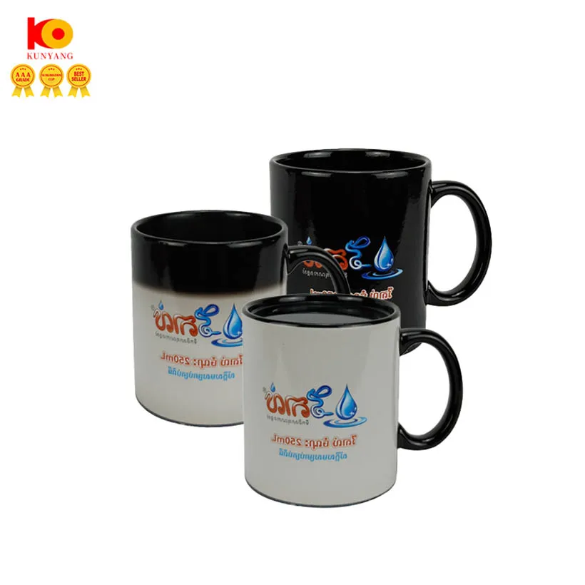 Wholesale 11OZ porcelain Sublimation mug china Color Change Mugs Color with handle Magic Sublimation Mugs