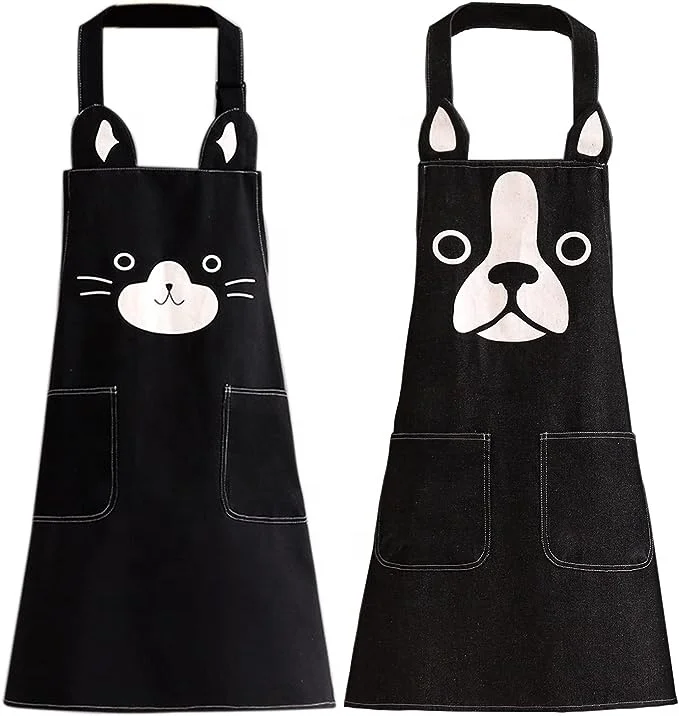 Custom Heavy Duty Apron Baking Cooking Printed Denim Apron With Two Pockets  apron