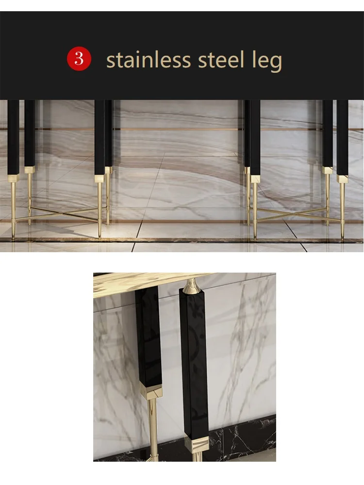 Modern luxury furniture Italian New Design Luxury Gold Stainless Steel Entrance Console Black Glass Hallway Tv Console Tables