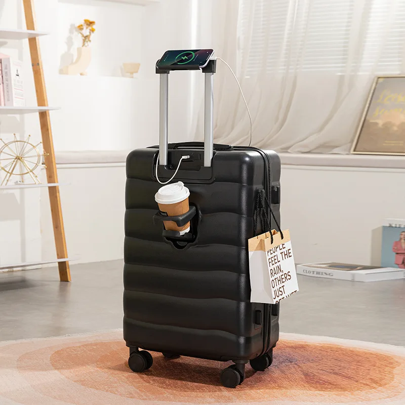 New design appearance Multi-functional zipper suit case with small bag USB charging and mobile phone holder free hands design