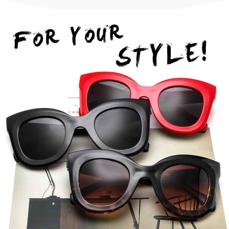 Trendy Cheap Ladies Sunglasses Cat Eye Big Frame Glasses UV400 Women Sun Glasses Sunglasses