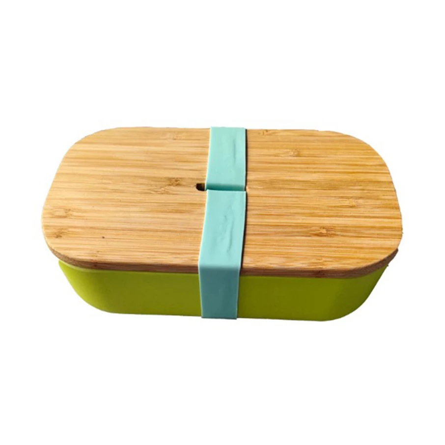Customizable eco plastic kids school bento lunch box with bamboo lid