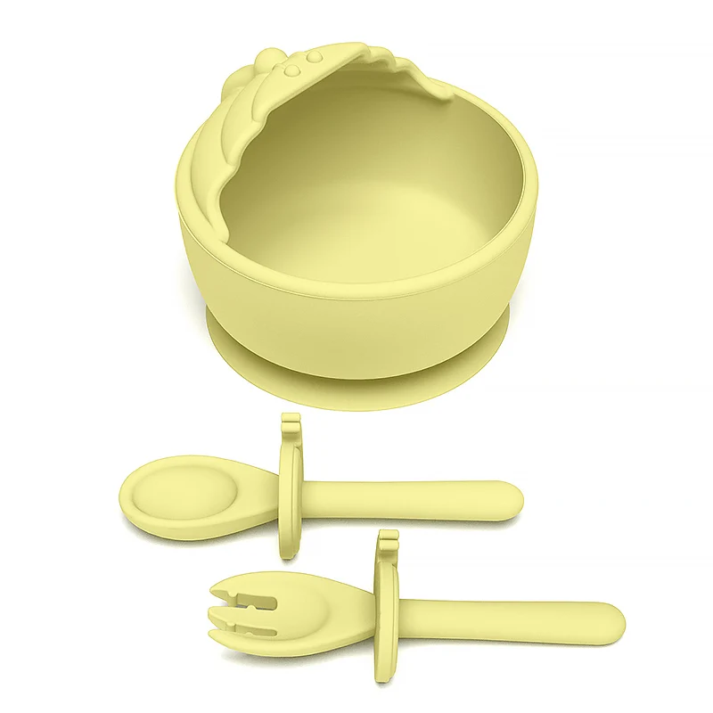 Fast Shipping Price BPA Free Food Grade Silicone Snail Animal Suction Tableware Baby Bowl Silicone Baby Feeding Set