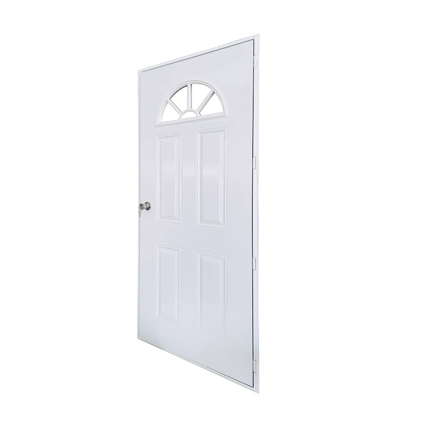 SIX PANEL STEEL OUT-SWING single DOOR WITH SUNBURST WINDOW 36X80 inch