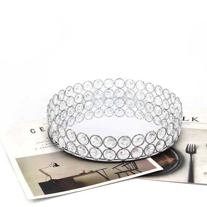 Прозрачный косметический поднос для украшения дома ювелирных изделий Декор круглый металлический зеркальный лоток разных