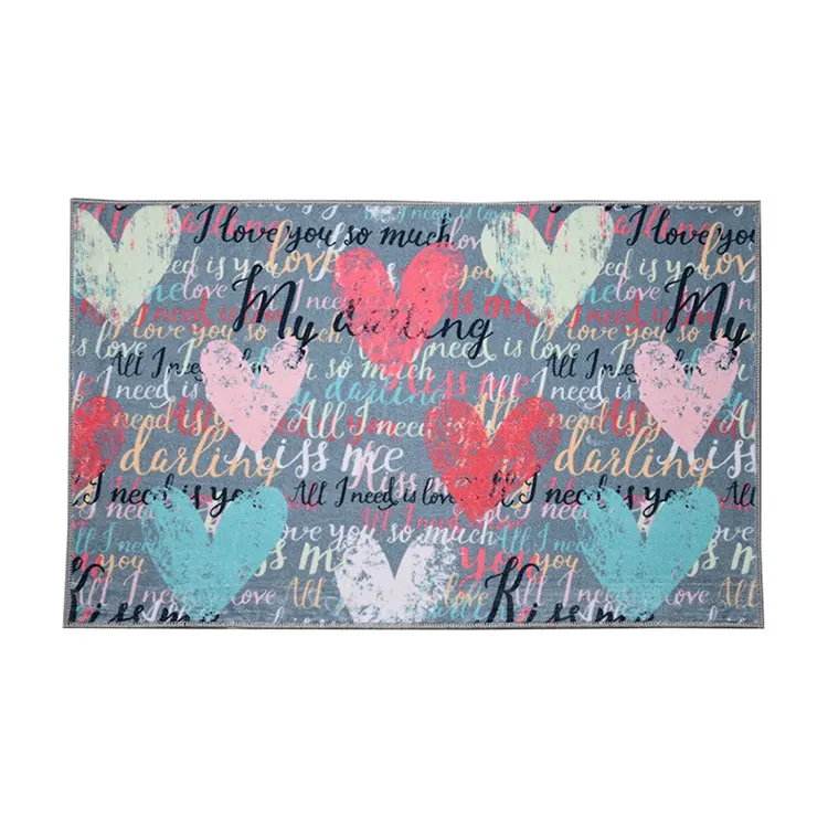 Bedroom Modern Decor Area Rug and Carpet for Kids and Children Colorful Hearts