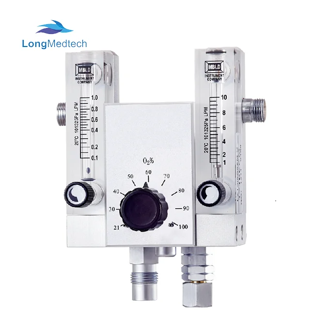 Double Flowmeter Double Output Air Oxygen Blender For Medical Units With CE ISO