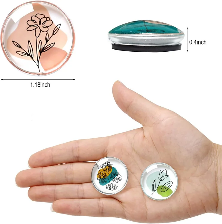 16pcs Refrigerator Magnets, Glass Crafts Crystal Glass Animal&Plant Pattern Fridge Magnets for Home Dec