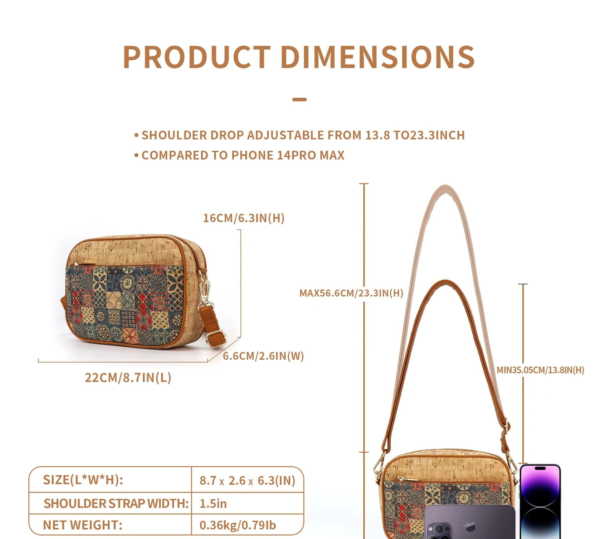 WS23 crossbody bag Chinese national wind characteristic shoulder bag Custom Design Ladies Purses Handbags Fashionable Cork