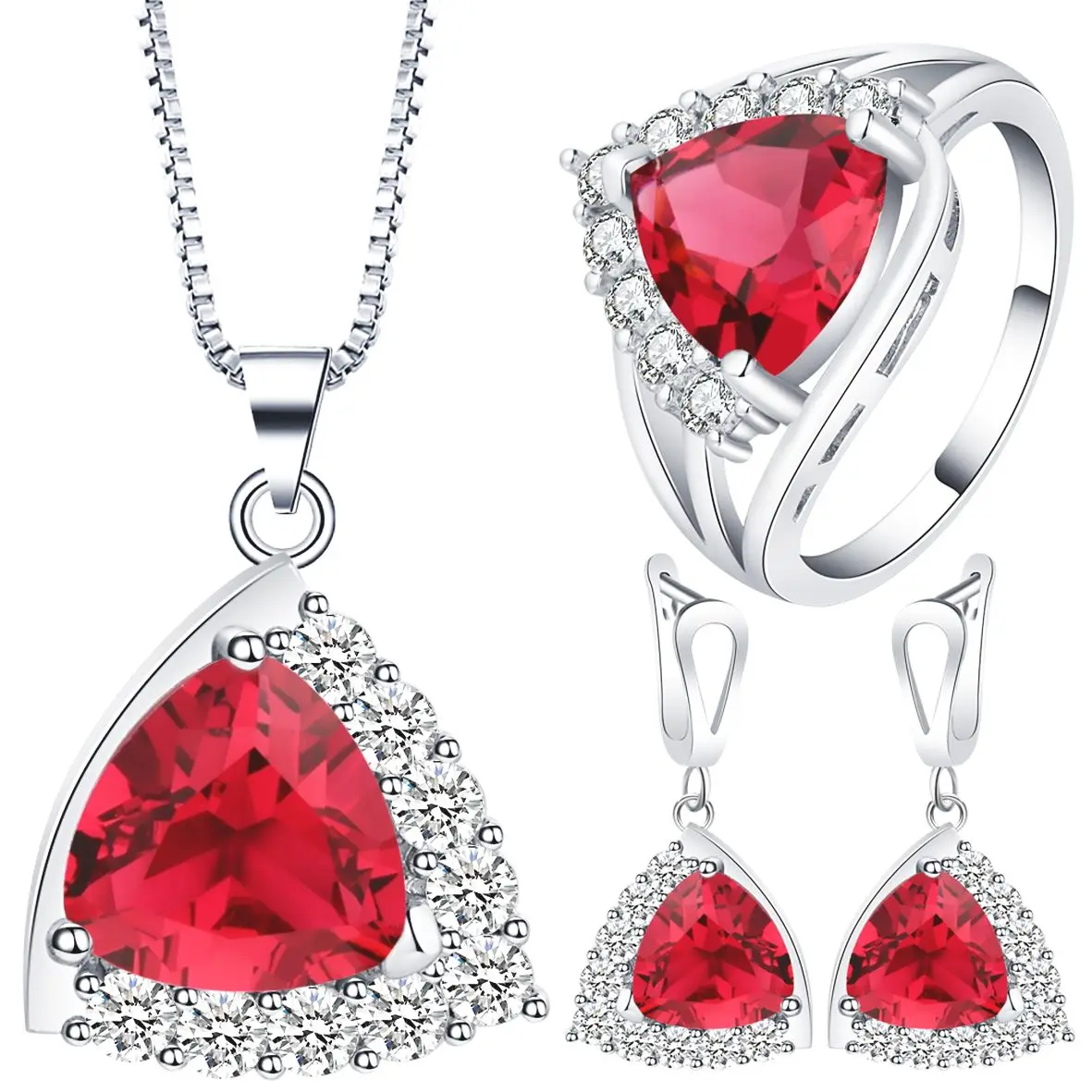 Factory Stores Jewelry Set Colorful Zales Wedding Sets Pink Jewelry Set Wedding Pendant&Earrings