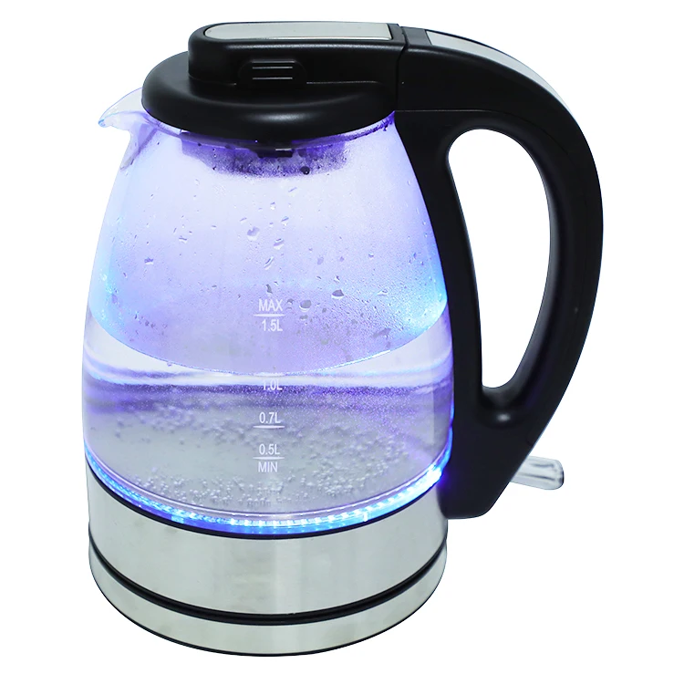 Electric Kettle Smart Glass Tea Heating Glass Mechanical OEM ODM Teapot Glass English Blue LED Indicator Lights Fast Boil Water