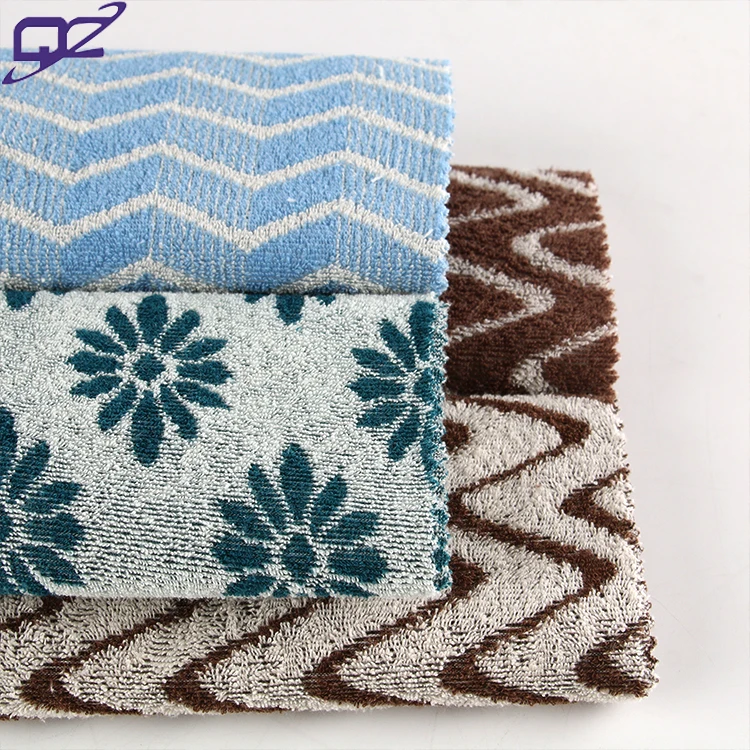 OEM wicking anti bacteria flower stretch organic 80 cotton 20 polyester jacquard french terry towel fabric for clothing