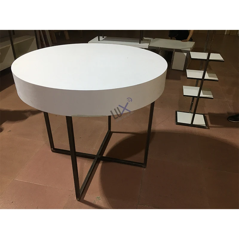  LUX Design Economic Modern Simple Round Table With MDF White Painting and Iron Stands Suitable For Dining Room or Coffee