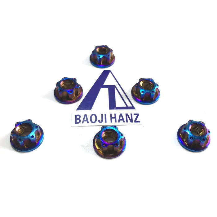 Factory customize m8 m10 m12x1.25 anodized titanium nut