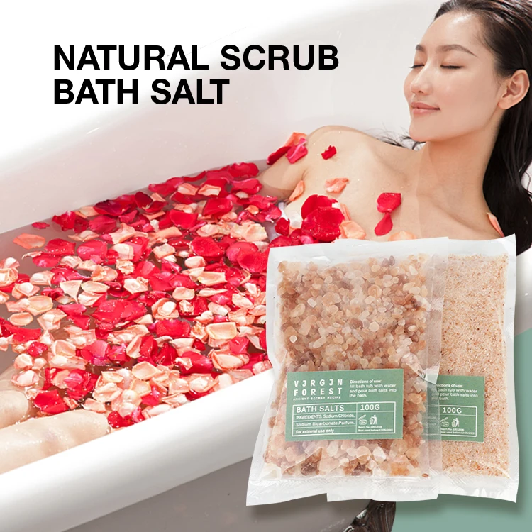 OEM Wholesale Private Label Herbal Crystal Vegan Natural Rose Lavender Organic Dead Sea Bath Salt with Flowers