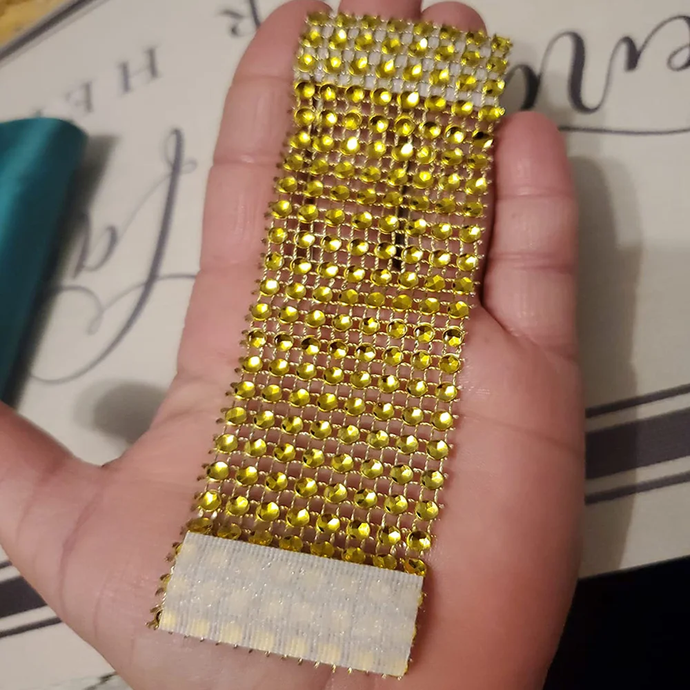 Table Golden Napkin Rings Crystal Rhinestone Mesh Napkin Holder Rings Buckles for Weddings