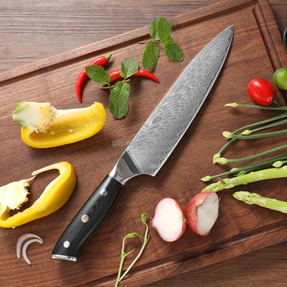 wholesale new designed kitchen damascus japanese chef knife with vg10 forged handle 2021 damascus steel cutlery gift set